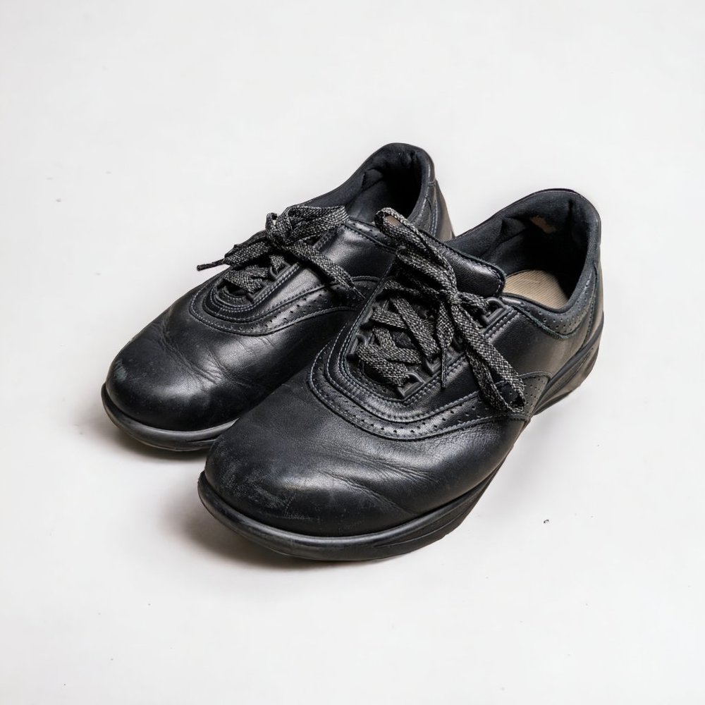 SAS Women's Comfort Walking Shoes Lace-Up Handmade Black Leather Size 10.5